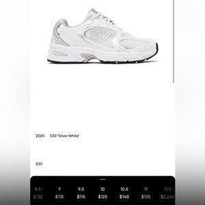 New balance 530 silver white US men’s 10 , EU 44 Brand new in box